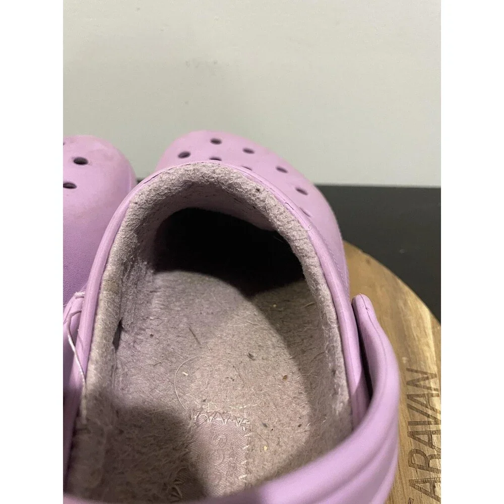 Crocs Classic Lined Clog Girls 2 Purple Faux Fur Warm Slip On Casual Winter